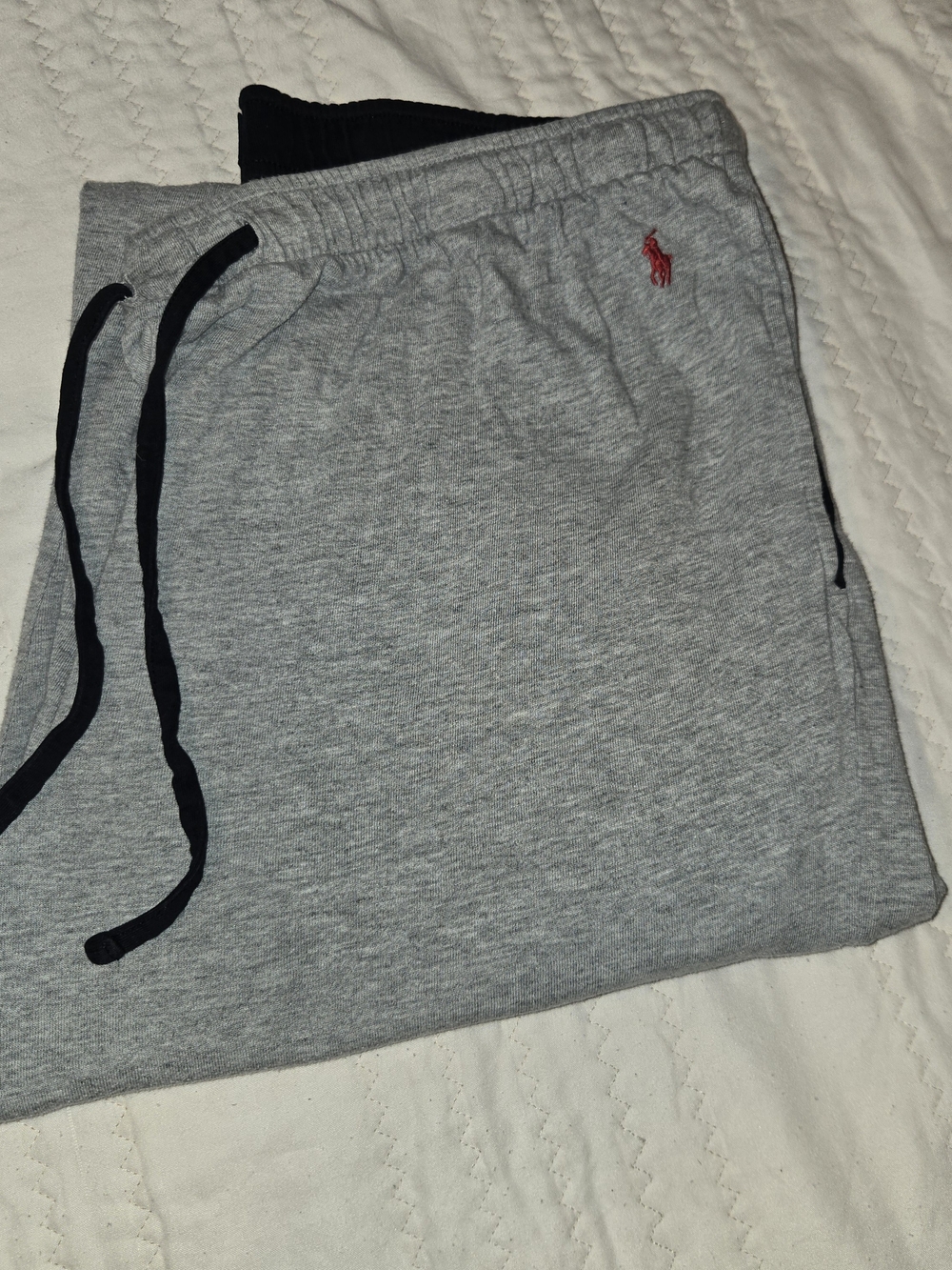 Polo by Ralph Lauren Light Gray Sleepwear with Red Pony and Black Drawstrings